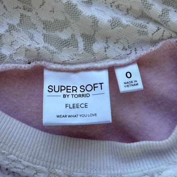 Torrid Pink & Black Colorblock Super Soft Fleece w/ Lace Yoke - Womens Size 0/L - Picture 4 of 7
